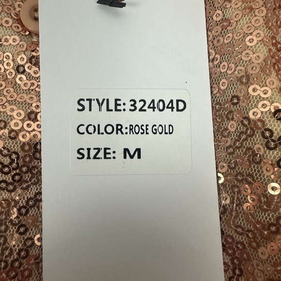 Sequined Rose Gold Long-Sleeve Shirt By Blue B. Collection Size M - Picture 4 of 6